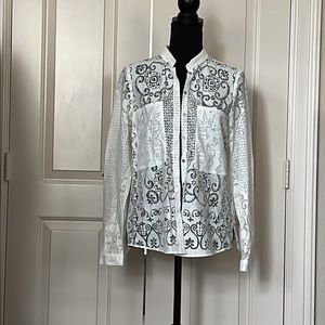 🤍Zara lace button down long sleeve shirt